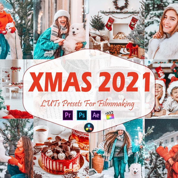 10 Xmas 2021 Video LUTs Presets, Christmas LUT preset, Bright Fashion Portrait filter, Lifestyle Blogger for Photographer and filmmaker