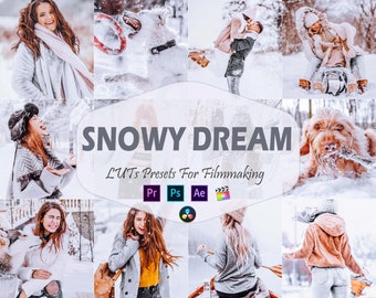 10 Snowy Dream Video LUTs Presets, Winter LUT preset, Bright Fashion Portrait filter, Lifestyle Blogger for Photographer and filmmaker,