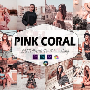 Pink Coral Video LUTs Presets, Peach LUT preset, Coffee Portrait filter, Lifestyle Blogger for Photographer and filmmaker, Instagram Theme