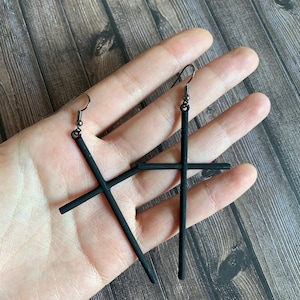 Black Cross Dangle Earrings, Vampire Earrings
