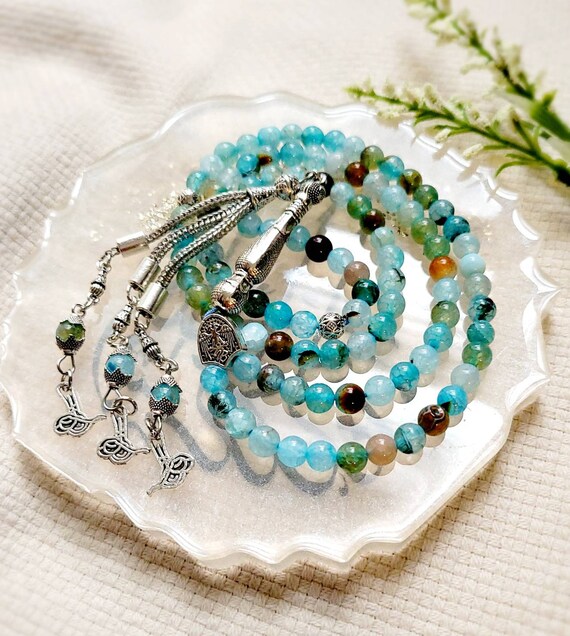 Gemstone Tasbih 99 Islamic Prayer Worry Beads Tasbeeh 99 Beads Islamic Gift Agate Aqeeq Healing Gemstone Prayer Beads Tesbih Muslim Gift Etsy
