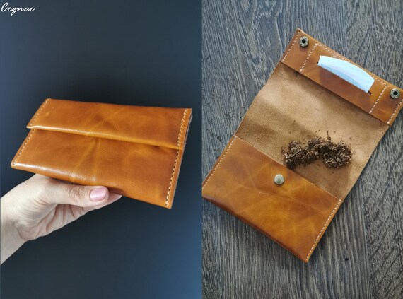 Handmade Leather Tobacco Pouch, Rolling Tobacco Case, Leather