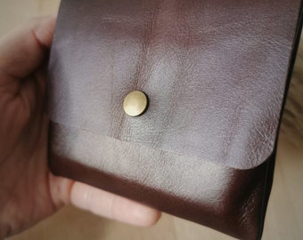 Small Leather Purse | Mini Coin Pouch | Small Leather Coin Purse | Origami Wallet | Bronze Purse | Credit Card Holder | Button Purse