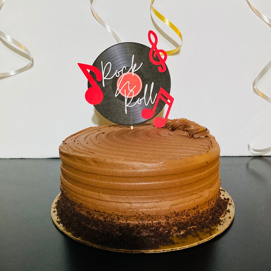 Rock N Roll cake topper Vinyl record cake topper Retro Etsy