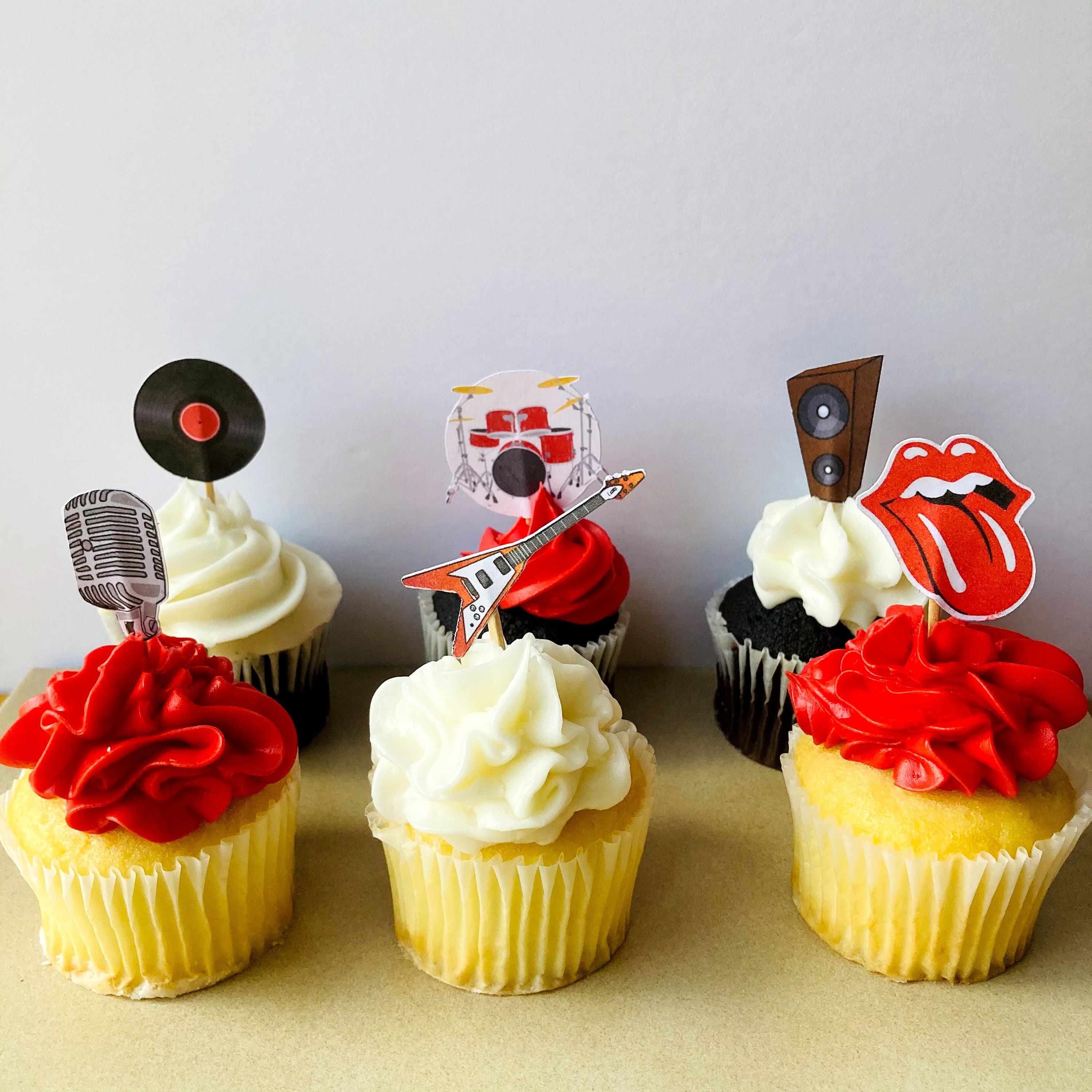 Rock n Roll Cupcake toppers Rock music cupcake toppers Etsy