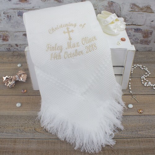 personalised baptism shawl