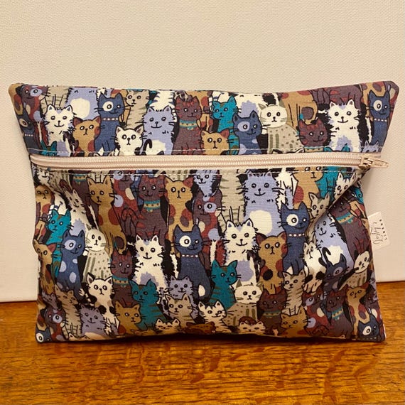 Buy Cat Makeup Bag, Bag Tidy, Bright Kitten Pouch, Zipped Lined - Main Image