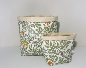 Fabric Storage Pot, Plant Cover, Storage Basket, Beautiful Floral Bird Lined Storage Bins, House Refresh, Home Decor