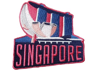 Singapour Patch de voyage brodé thermocollant à coudre sur badge souvenir