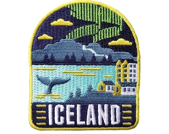 Iceland Travel Patch Embroidered Iron on Sew on Badge Souvenir