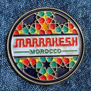 Épinglette de voyage Marrakech Maroc 2,5 cm, émail doux, métal doré, style, broche, revers, épingles, alliage, voyage, cadeau, haut, insigne