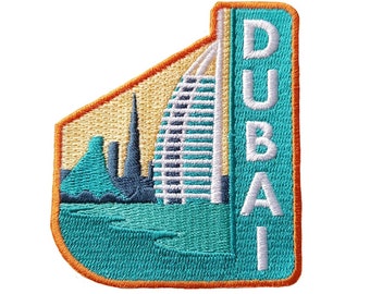 ドバイ UAE 3インチ トラベルパッチ 刺繍 アイロン接着 縫い付けバッジ お土産