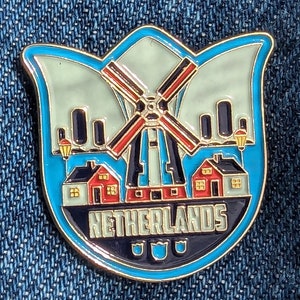 Pin de viaje de los Países Bajos 1,25" pulgadas, pasador de esmalte suave, metal dorado, estilo, broche, solapa, alfileres, aleación, viaje, regalo, parte superior, insignia