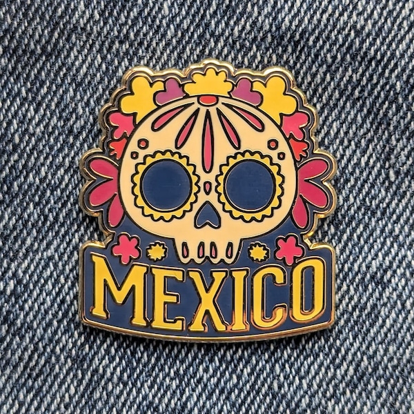 Mexico Travel Pin, Hard Enamel Pin, Gold, Metal, Flair, Brooch, Lapel, Pins, Alloy, Travel, Gift, High quality, Top, Badge, Present.