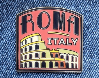 Roma Italy Travel Pin, Hard Enamel Pin, Gold, Metal, Flair, Brooch, Lapel, Pins, Alloy, Travel, Gift, High quality, Top, Badge, Present