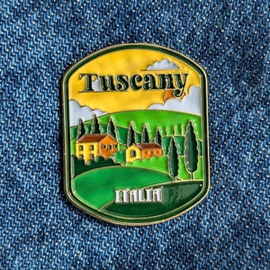 Épinglette de voyage Toscane Italie 1,25 po., émail doux, métal doré, style, broche, revers, épingles, alliage, voyage, cadeau, haut, insigne
