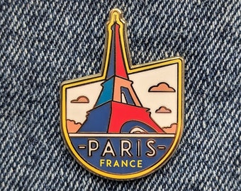 Paris France Travel Pin, Hard Enamel Pin, Gold, Metal, Flair, Brooch, Lapel, Pins, Alloy, Travel, Gift, High quality, Top, Badge, Present.