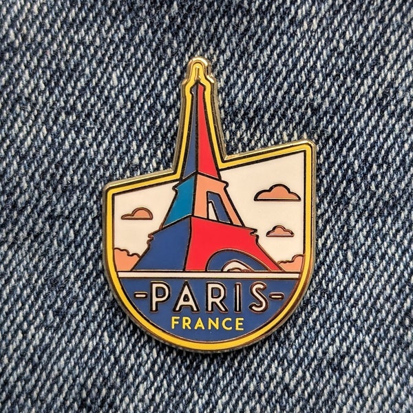 Paris France Travel Pin, Hard Enamel Pin, Gold, Metal, Flair, Brooch, Lapel, Pins, Alloy, Travel, Gift, High quality, Top, Badge, Present.