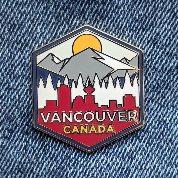 Vancouver Canada Travel Pin, Hard Enamel Pin, Gold, Metal, Flair, Brooch, Lapel, Pins, Travel, Gift, High quality, Top, Badge, Present