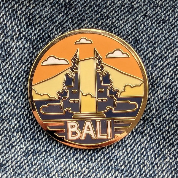 Bali Indonesia Travel Pin, Hard Enamel Pin, Flair, Brooch, Lapel, Pins, Alloy, Travel, Golden Metal, Badge, Souvenir