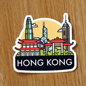 Etiqueta engomada del vinilo de Hong Kong, Calcomanía, Equipaje, Computadora portátil, Cuaderno, Diario, Regalo, Maleta, Impermeable, Libro de recuerdos, Casco, Coche, Bandera, Vacaciones, Diario