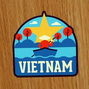Etiqueta engomada del vinilo de Vietnam, Calcomanía, Equipaje, Computadora portátil, Cuaderno, Diario, Regalo, Maleta, Impermeable, Libro de recuerdos, Casco, Coche, Bandera, Vacaciones, Diario