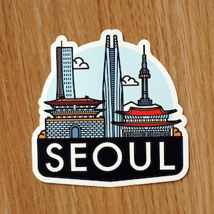 Calcomanía de vinilo de Corea del Sur de Seúl, calcomanía, equipaje, computadora portátil, cuaderno, diario, regalo, maleta, impermeable, álbum de recortes, bandera, vacaciones, diario