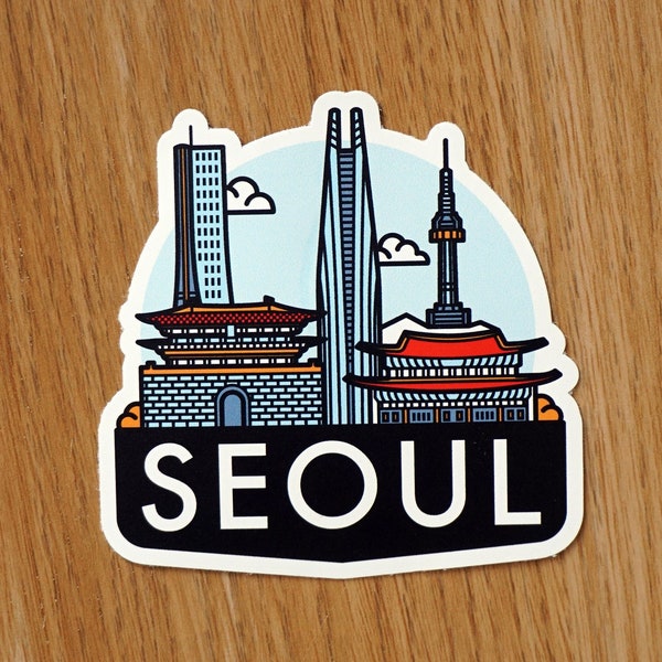 Seoul South Korea Vinyl Sticker, Decal, Luggage, Laptop, Notebook, Journal, Gift, Suitcase, Waterproof, Scrapbook, Flag, Holiday, Diary