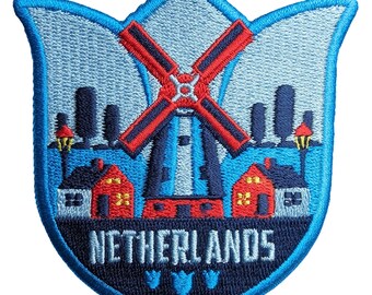 Netherlands 3" Travel Patch Embroidered Iron on Sew on Badge Souvenir Applique Motif Flag City Country