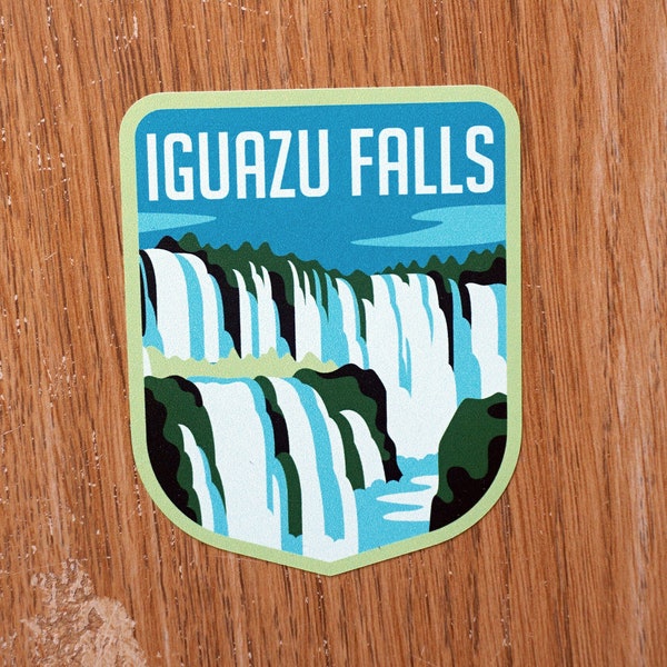 Iguazu Falls Vinyl Sticker Decal Luggage Laptop Notebook Journal Gift Suitcase Waterproof Scrapbook Helmet Car Flag Holiday Vacation Badge