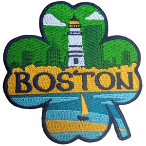 Boston USA 3 &quot;Reise-Patch Gesticktes Aufnäher zum Aufnähen Souvenir Applikation Motiv Flagge Stadt Country