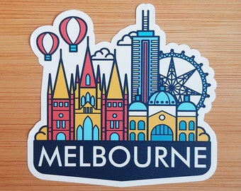 Melbourne, Australia, Vinyl Sticker, Travel Diary, Luggage Decal, Laptop, Notebook, Journal, Gift, Suitcase, Waterproof, Scrapbook, Helmet