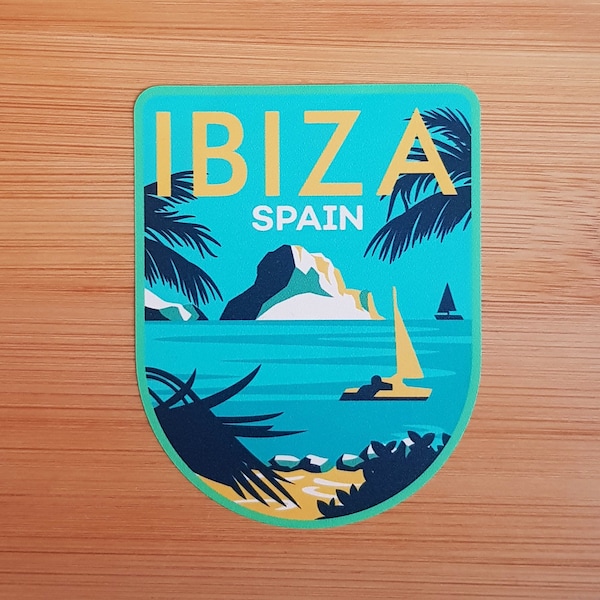 Ibiza, Spain Vinyl Sticker, Decal, Luggage, Travel Diary, Laptop, Notebook, Journal, Gift, Suitcase, Waterproof, Scrapbook, Helmet, Car