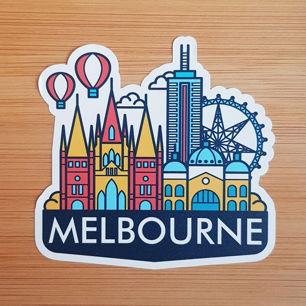 Melbourne, Australia, Vinyl Sticker, Travel Diary, Luggage Decal, Laptop, Notebook, Journal, Gift, Suitcase, Waterproof, Scrapbook, Helmet