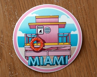 Miami Vinyl Sticker Decal Luggage Laptop Notebook Journal Gift Suitcase Waterproof Scrapbook Helmet Car Flag