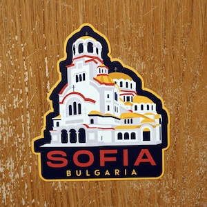 Calcomanía de vinilo de Sofía, Bulgaria, álbum de recortes, botella de agua, equipaje, computadora portátil, cuaderno, diario, regalo, impermeable, agenda, bandera, vacaciones,