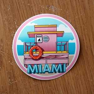 Miami Vinilo Pegatina Calcomanía Equipaje Laptop Notebook Diario Maleta de Regalo Impermeable Scrapbook Casco Bandera del Coche