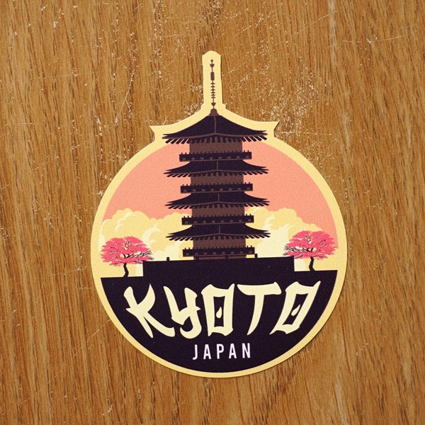 Kyoto Japan Vinyl Sticker Decal, Scrapbook, Waterbottle, Luggage, Laptop, Notebook, Journal, Gift, Waterproof, Diary, Flag, Holiday,
