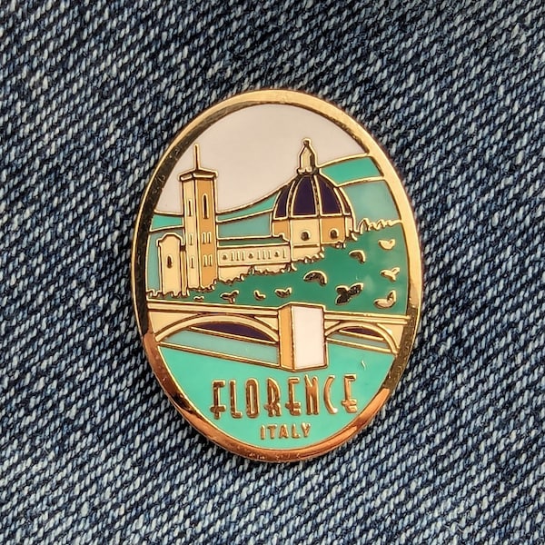 Florence Italy Travel Pin, Hard Enamel Pin, Flair, Brooch, Lapel, Pins, Alloy, Travel, Golden Metal, Badge, Souvenir