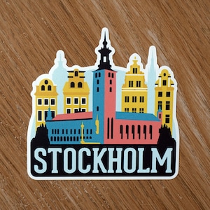 Estocolmo suécia adesivo de vinil decalque bagagem portátil notebook diário presente mala à prova dwaterproof água scrapbook capacete bandeira do carro férias