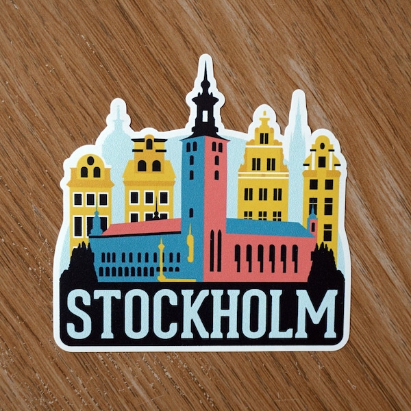 Stockholm Sweden Vinyl Sticker Decal Luggage Laptop Notebook Journal Gift Suitcase Waterproof Scrapbook Helmet Car Flag Holiday Vacation