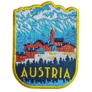 オーストリア 3インチ トラベルパッチ 刺繍 アイロン接着 縫い付けバッジ お土産 アップリケ モチーフ 旗 都市 国