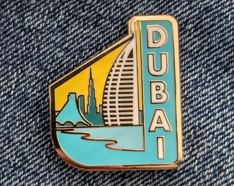 Dubai UAE Travel Pin, Hard Enamel Pin, Flair, Brooch, Lapel, Pins, Alloy, Travel, Golden Metal, Badge, Souvenir