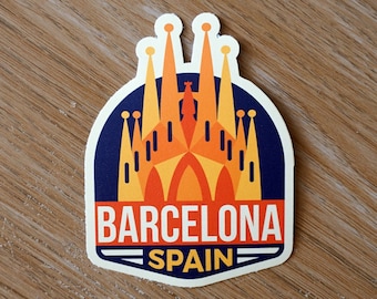 Barcelona, Spain, Vinyl Sticker, Travel Diary, Luggage Decal, Laptop, Notebook, Journal, Gift, Suitcase, Waterproof, Scrapbook, Helmet, Car