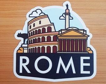 Rome, Italy, Vinyl Sticker, Travel Diary, Luggage Decal, Laptop, Notebook, Journal, Gift, Suitcase, Waterproof, Scrapbook, Helmet, Car