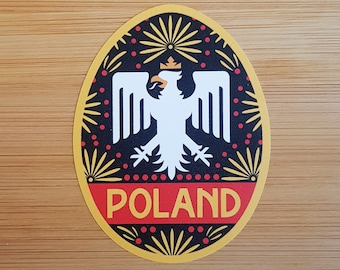 Poland, Vinyl Sticker, Travel Diary, Luggage Decal, Laptop, Notebook, Journal, Gift, Suitcase, Waterproof, Scrapbook, Helmet, Car