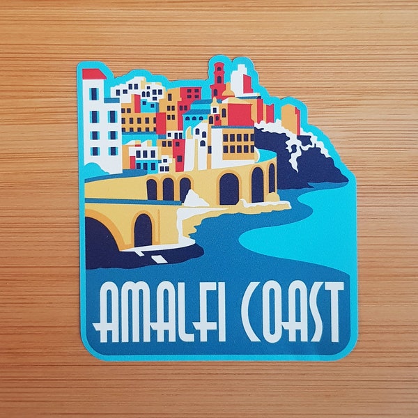 Amalfi Coast, Italy, Vinyl Sticker, Travel Diary, Luggage Decal, Laptop, Notebook, Journal, Gift, Suitcase, Waterproof, Scrapbook, Helmet,