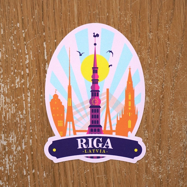 Riga Latvia Vinyl Sticker Decal, Scrapbook, Waterbottle, Luggage, Laptop, Notebook, Journal, Gift, Waterproof, Diary, Flag, Holiday,