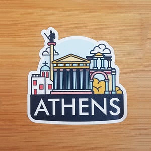 Athene, Griekenland, Vinyl Sticker, Reisdagboek, Bagagesticker, Laptop, Notebook, Dagboek, Cadeau, Koffer, Waterdicht, Plakboek, Helm, Auto