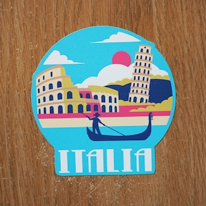 Italy Vinyl Sticker Decal, Scrapbook, Waterbottle, Luggage, Laptop, Notebook, Journal, Gift, Waterproof, Diary, Flag, Holiday,